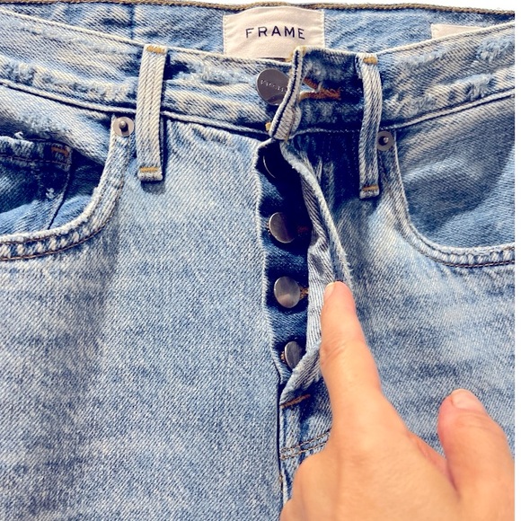 Frame Le Original Straight Leg Button Fly Jeans in San Diego Light Wash 26 Blue - Picture 6 of 10